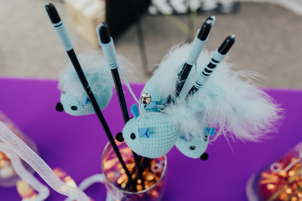 Feather Mouse Teaser Wand for Cats