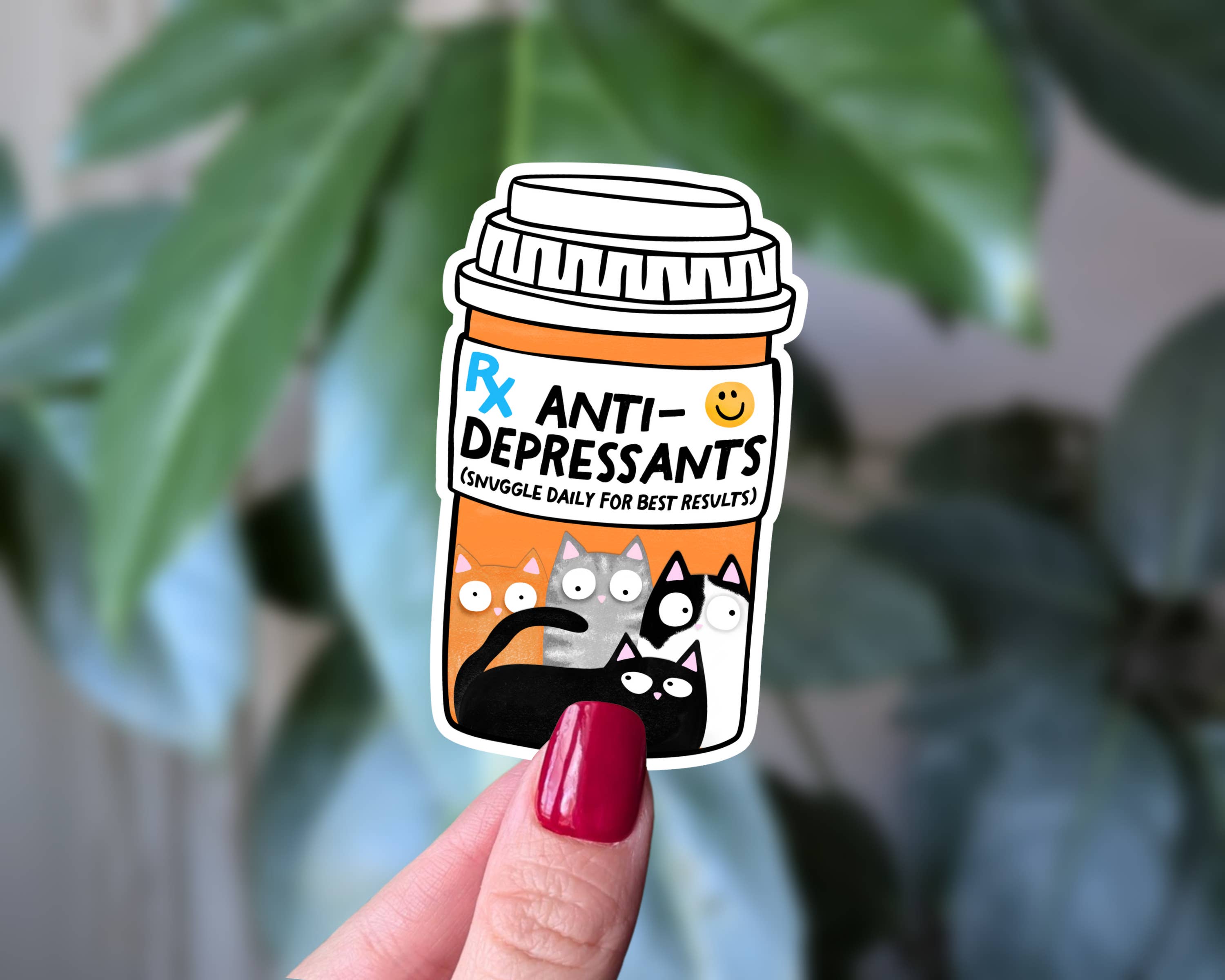 Prescription Cat Snuggles Vinyl Sticker