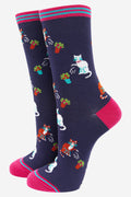 Clumsy Cats, Plant Mom Bamboo Crew Socks