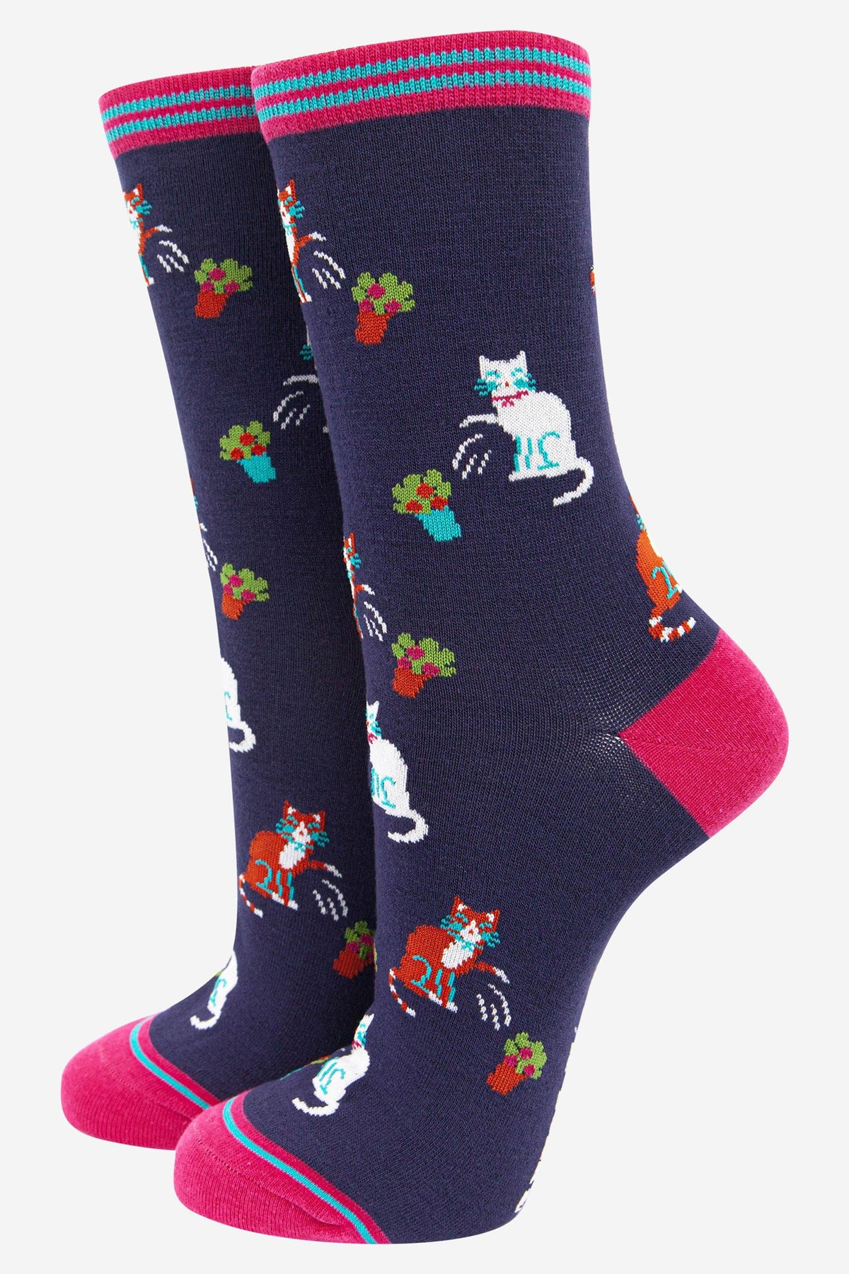 Clumsy Cats, Plant Mom Bamboo Crew Socks