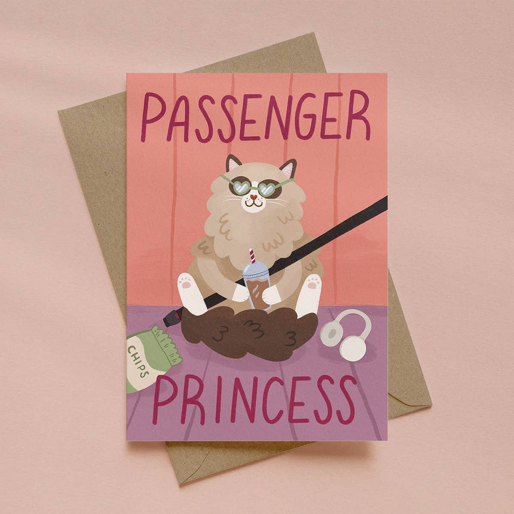 Passenger Princess Funny Cat Greetings Card