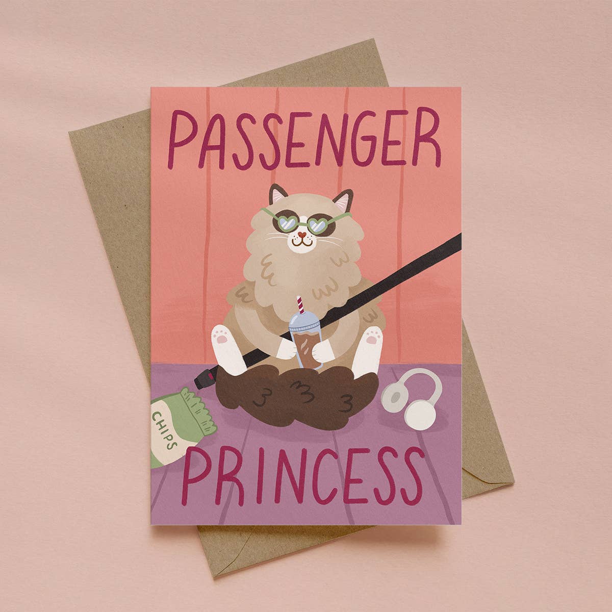 Passenger Princess Funny Cat Greetings Card