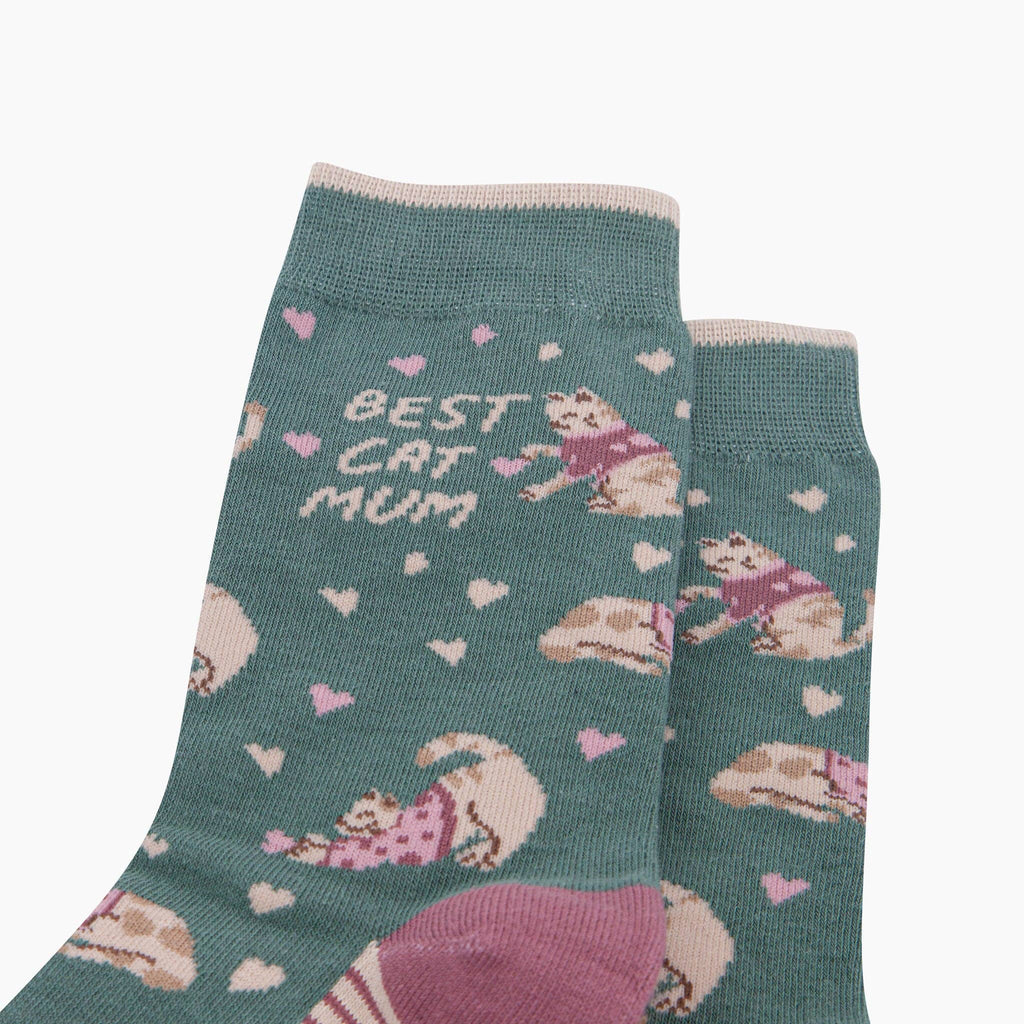 Best Cat Mum Combed Cotton Crew Socks – Sage Green