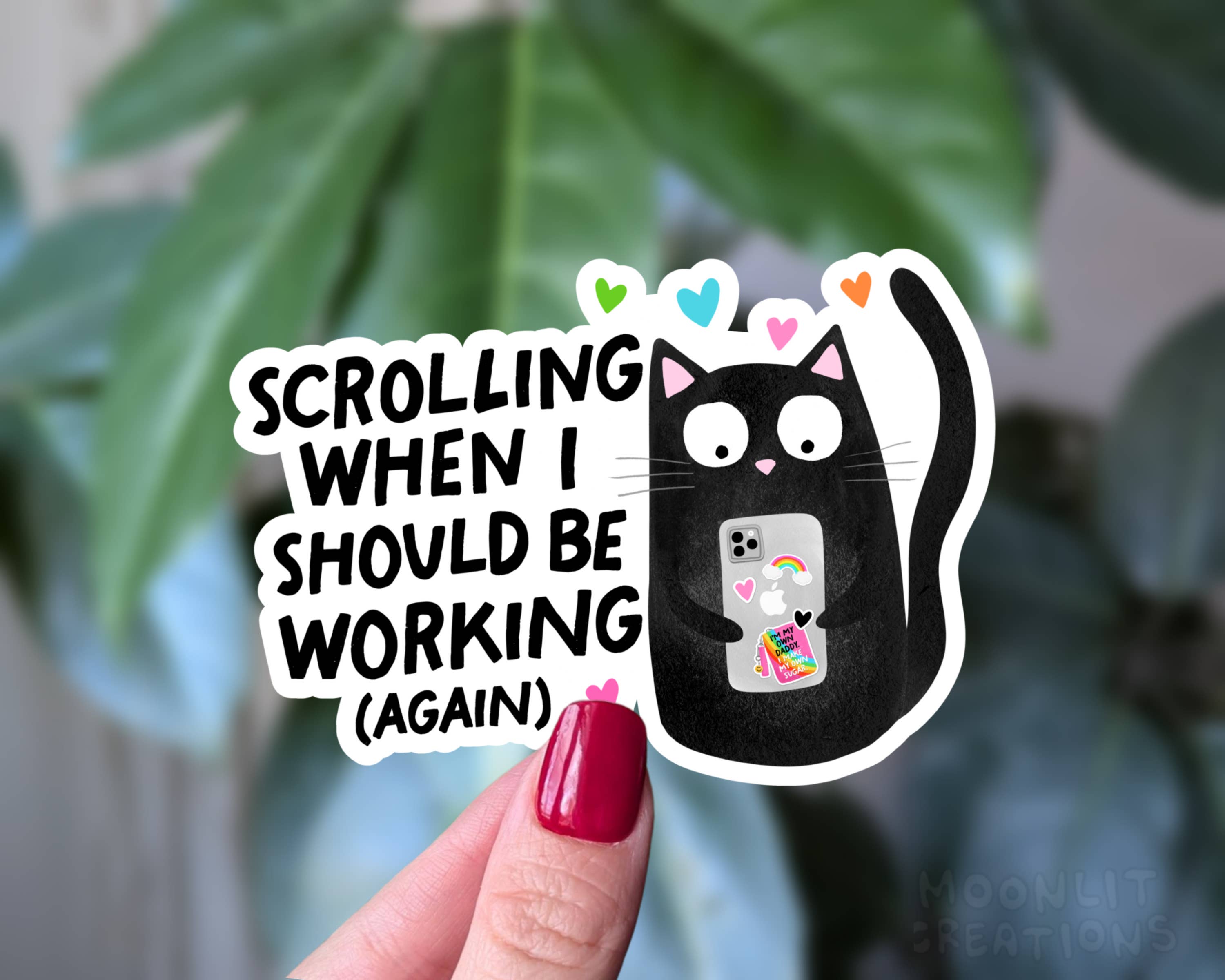 Scrolling Cat Vinyl Sticker