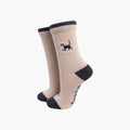 Black Cat Embroidered Wool Crew Socks – Oatmeal