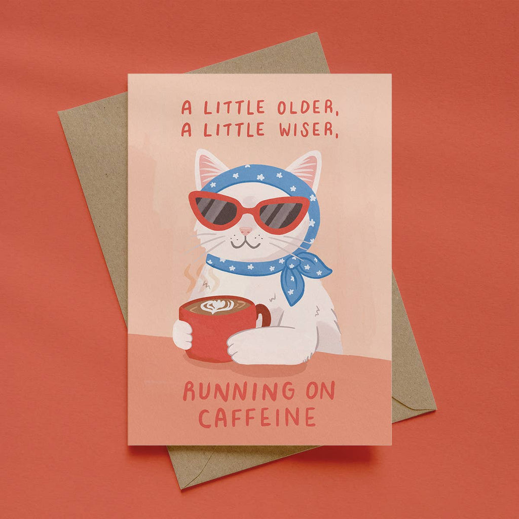 Running On Caffeine Greetings Card