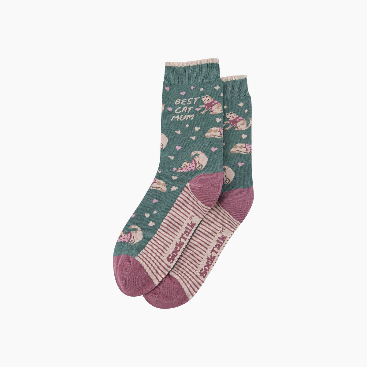 Best Cat Mum Combed Cotton Crew Socks – Sage Green