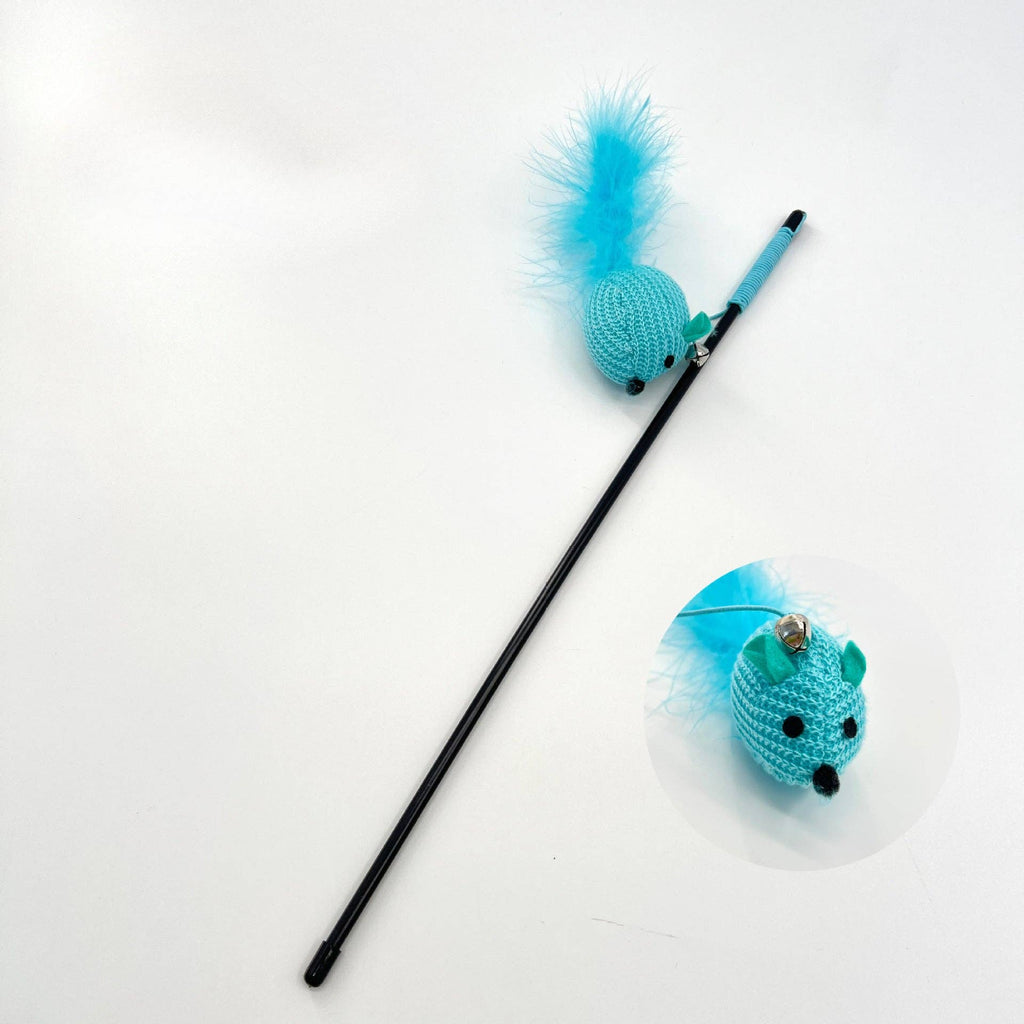 Feather Mouse Teaser Wand for Cats