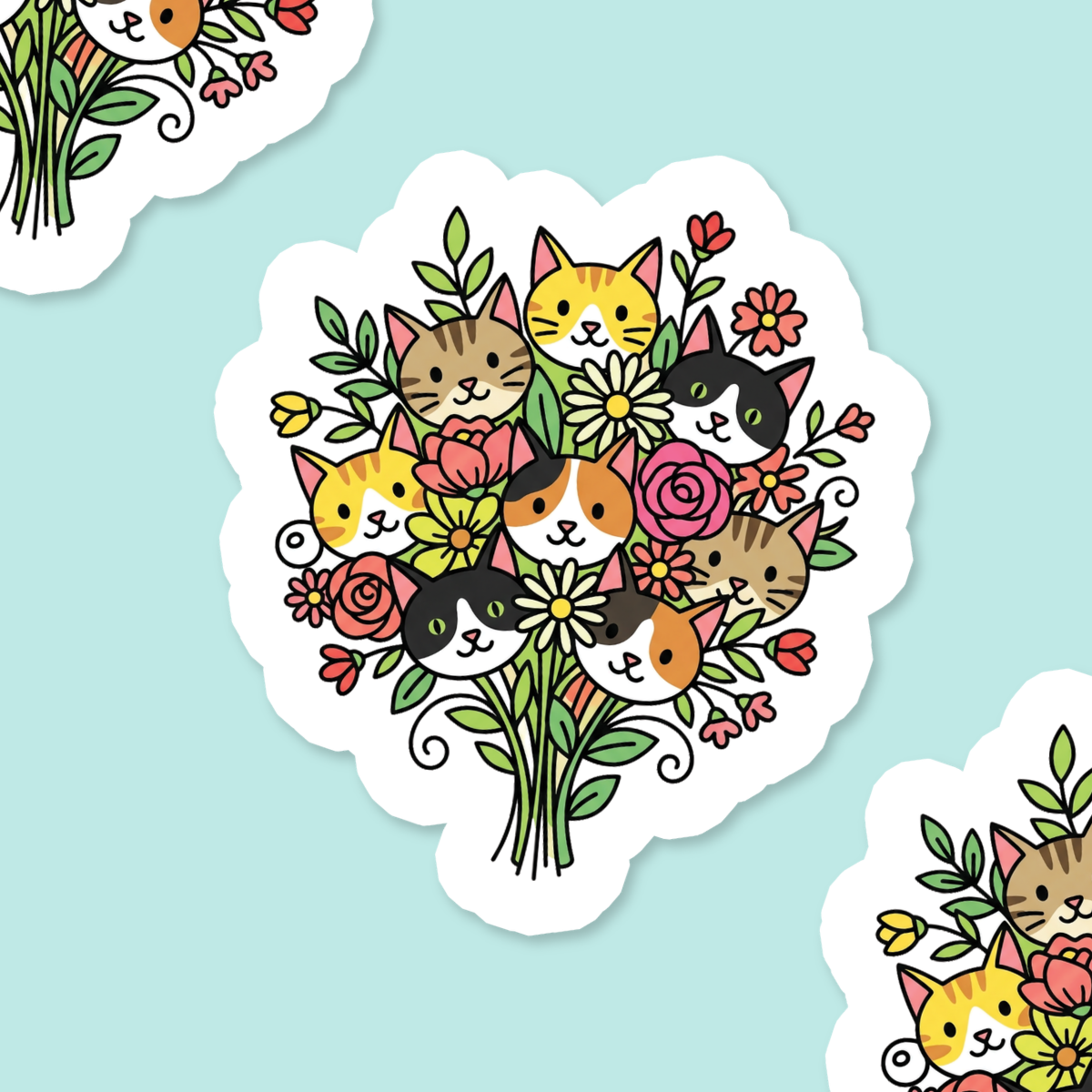 Cat Bouqet Vinyl Sticker