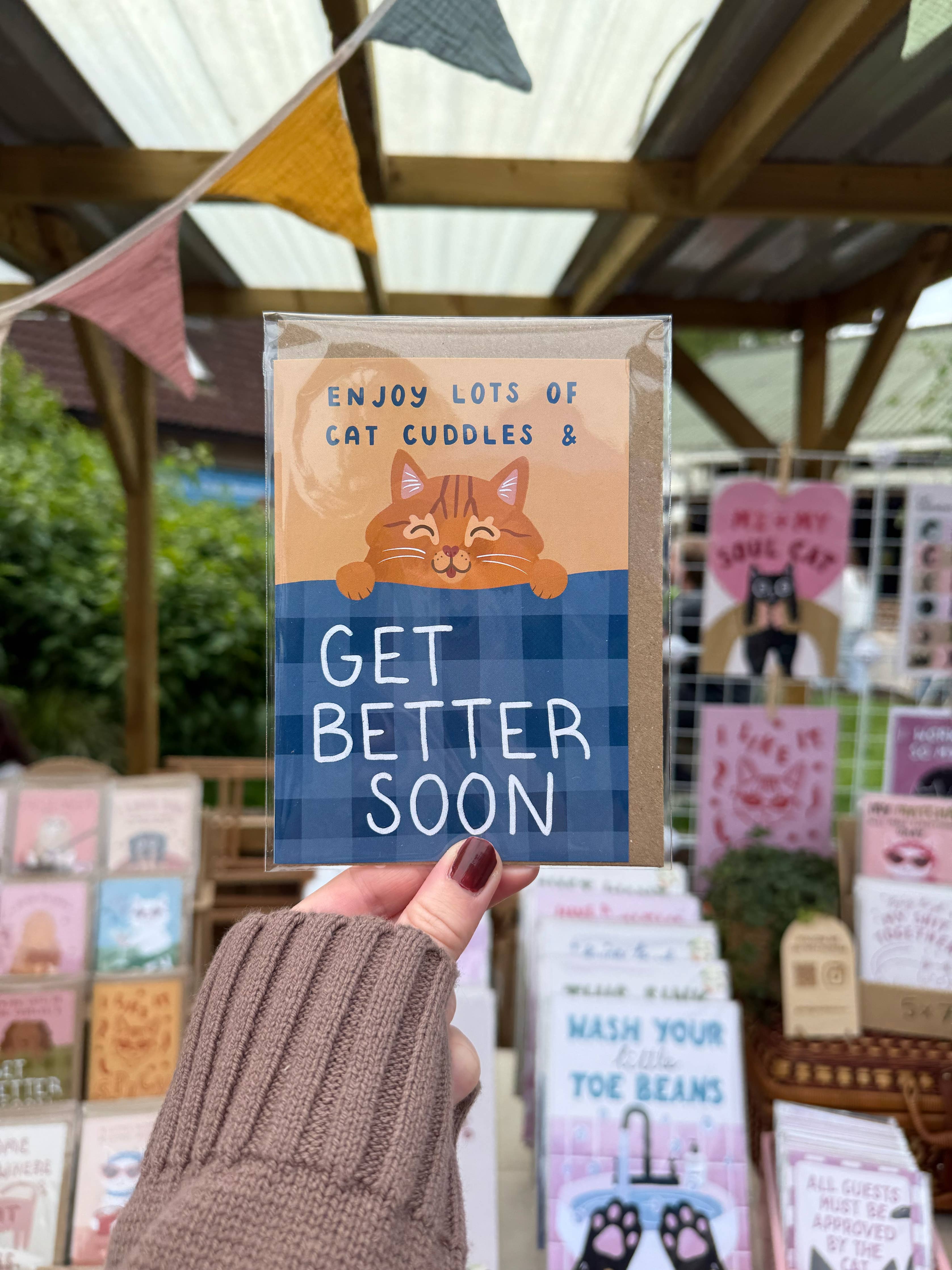 Cat Get Better Soon Greetings Card