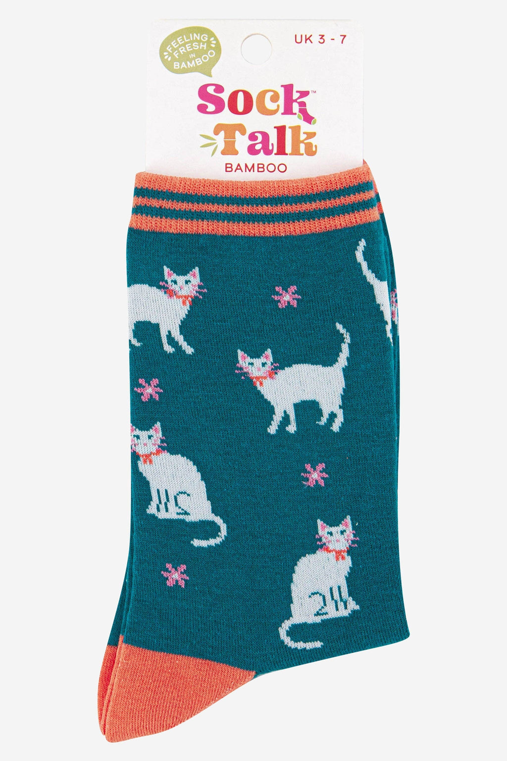 Summer Cats & Daisy's Bamboo Crew Socks - Teal