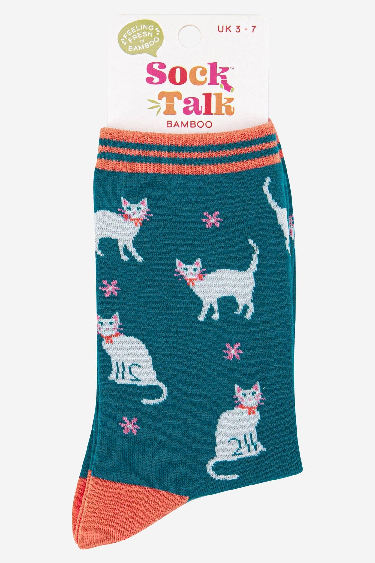 Summer Cats & Daisy's Bamboo Crew Socks - Teal